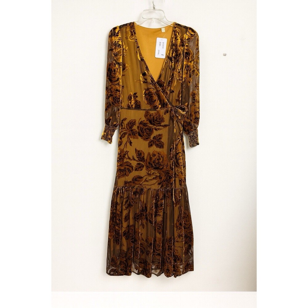 Soft Surroundings Jamila Velvet Burnout Midi Wrap Dress PM Petite Med NWT $200